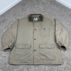 Eddie Bauer Barn Field Chore Coat Jacket Mens XL Tan Canvas Corduroy Collar